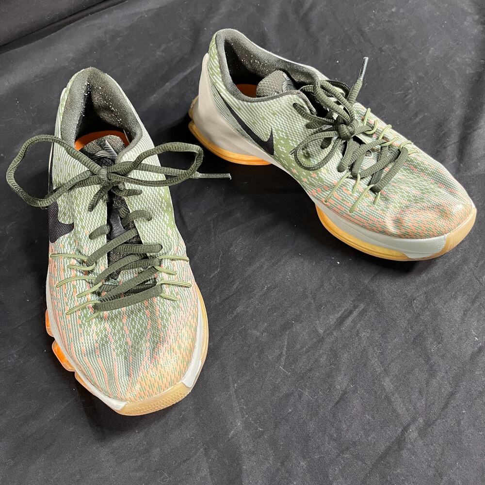 Nike KD 8 Easy Euro Light Grey Orange Lace-Up Basketball Shoes Youth Size 4.5